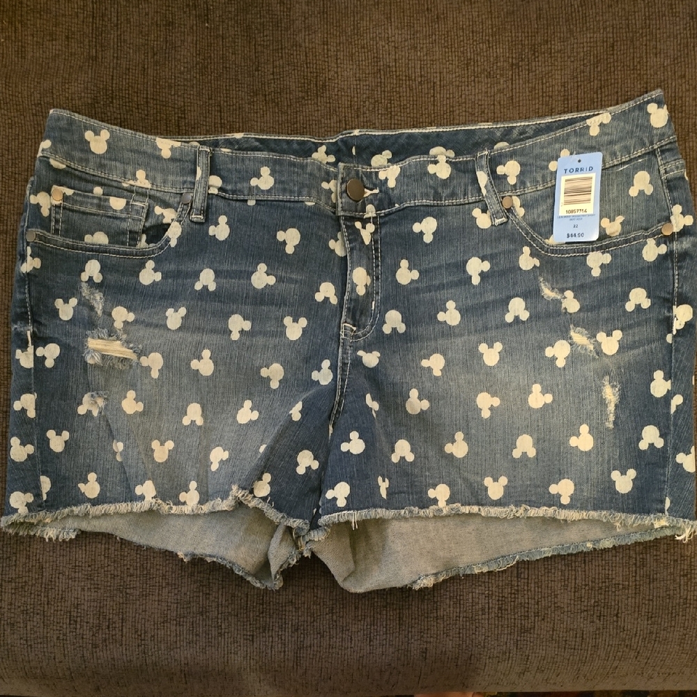 Torrid Blue Jean Shorts with White Mickey Pattern